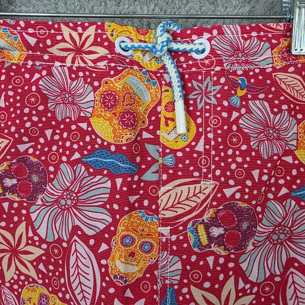 johnnie-O Boy's Eden Swim Trunks Lightweight 7” Red Drawstring Sz 12 - Picture 2 of 13